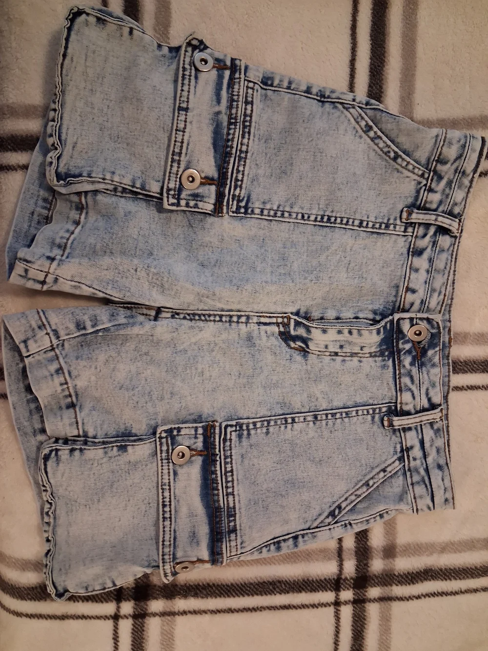 Flamingals Light Wash Denim Cargo Shorts - Picture 1 of 7